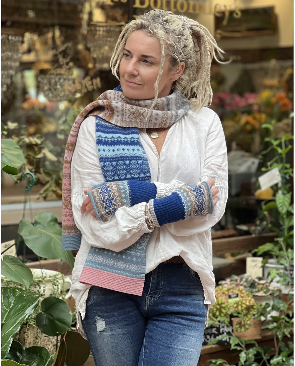 ERIBÉ | Alloa Ava Fairisle Scarf | Dew ERIBÉ | Alloa Ava Fairisle Scarf | Dew